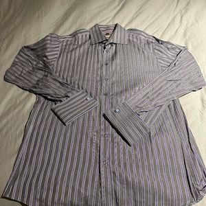 Thomas Pink Mens Slim Fit Striped Dress Shirt